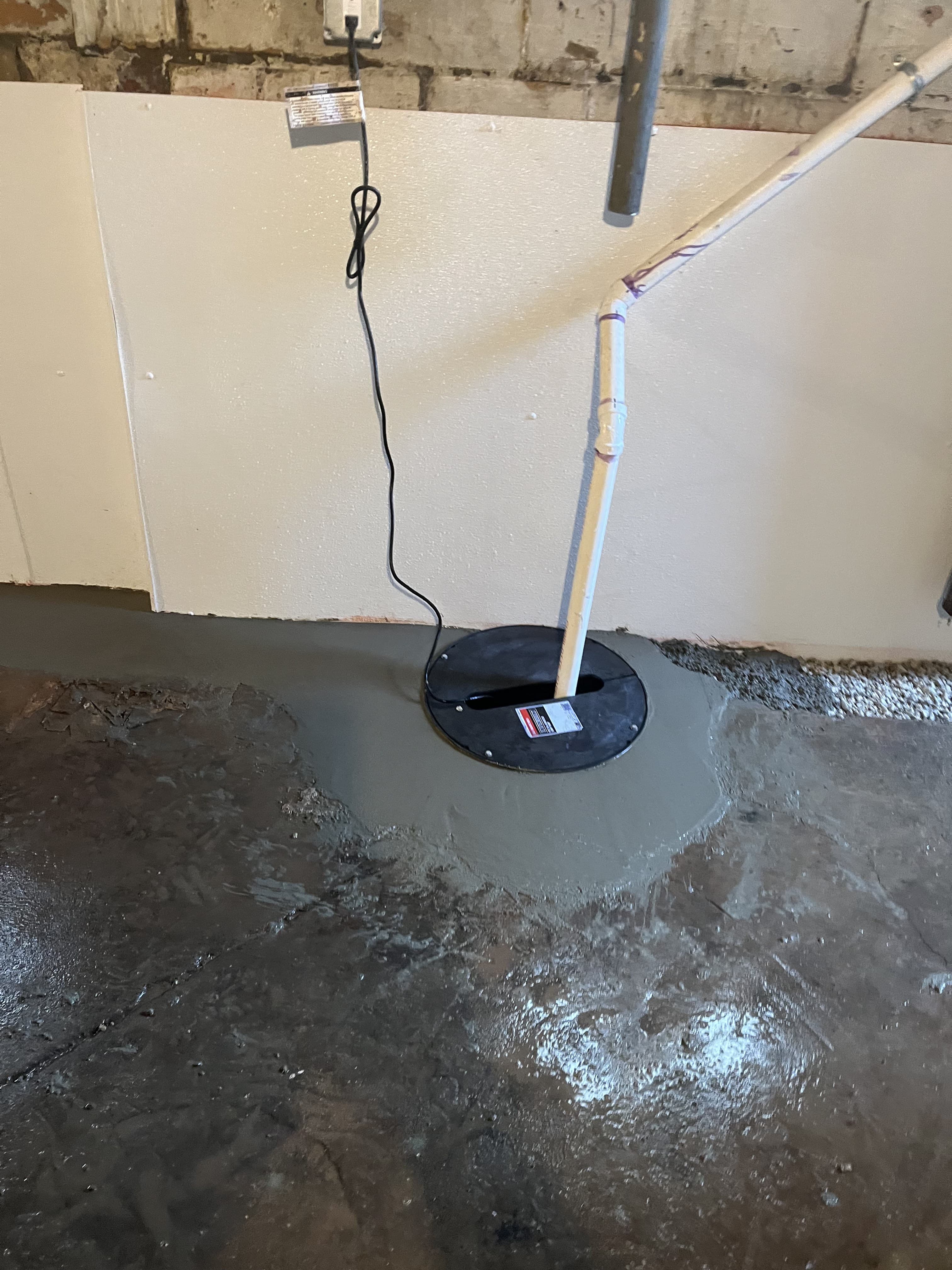 Sump area with new patch work around the base.