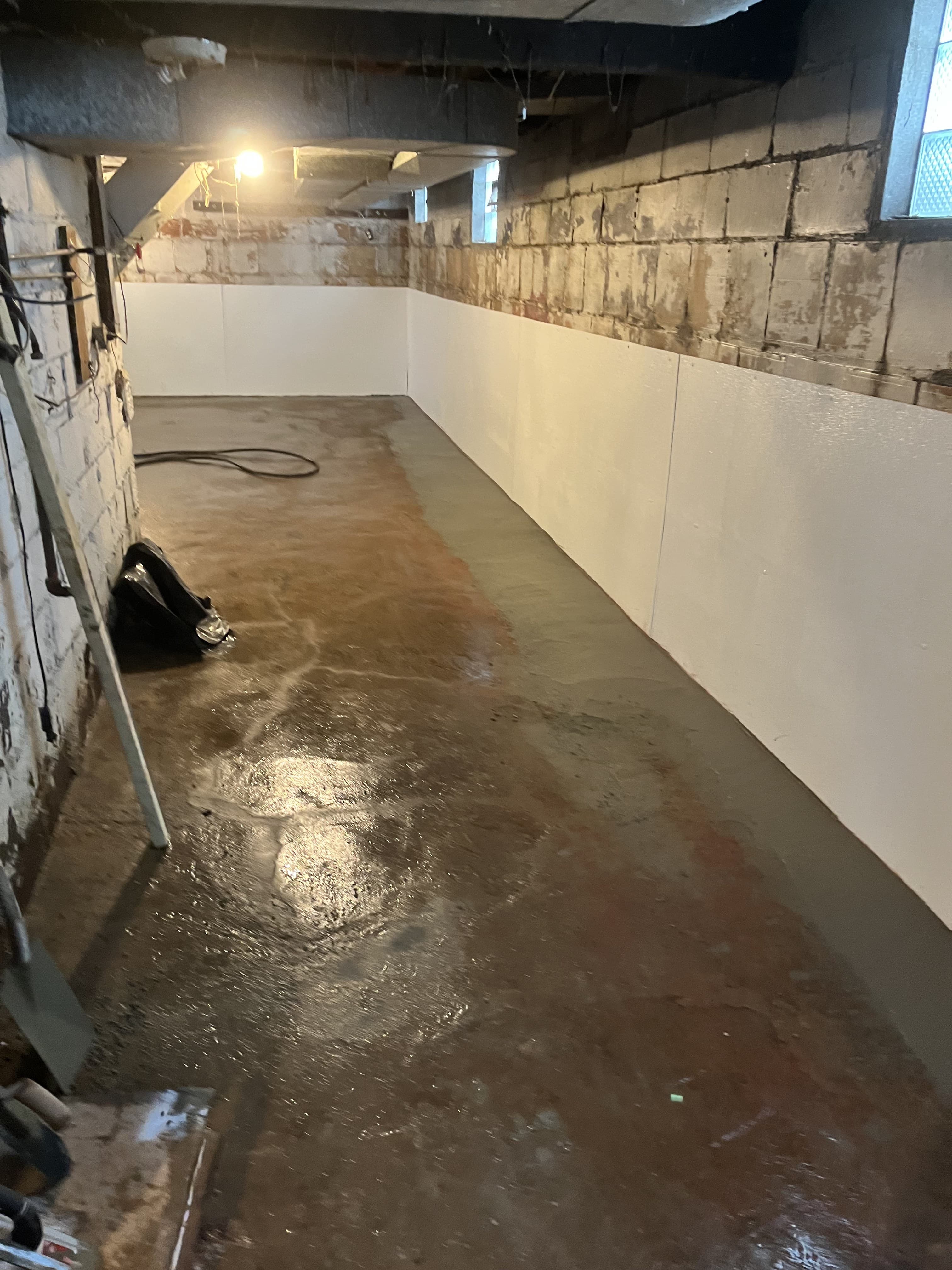 Basement floor area after repair work.